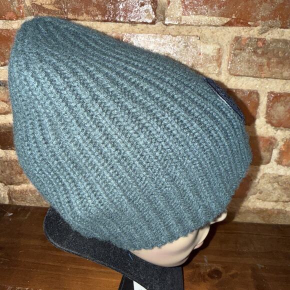 $138 Tory Burch Color Block Logo Embroidered Merino Wool Beanie Hunter Green EUC main image 5